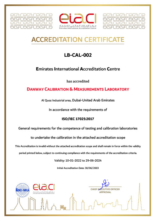 ISO 17025 EIAC Accreditation Certificate